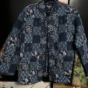 Style & Co. Navy Floral Quilted Jacket
